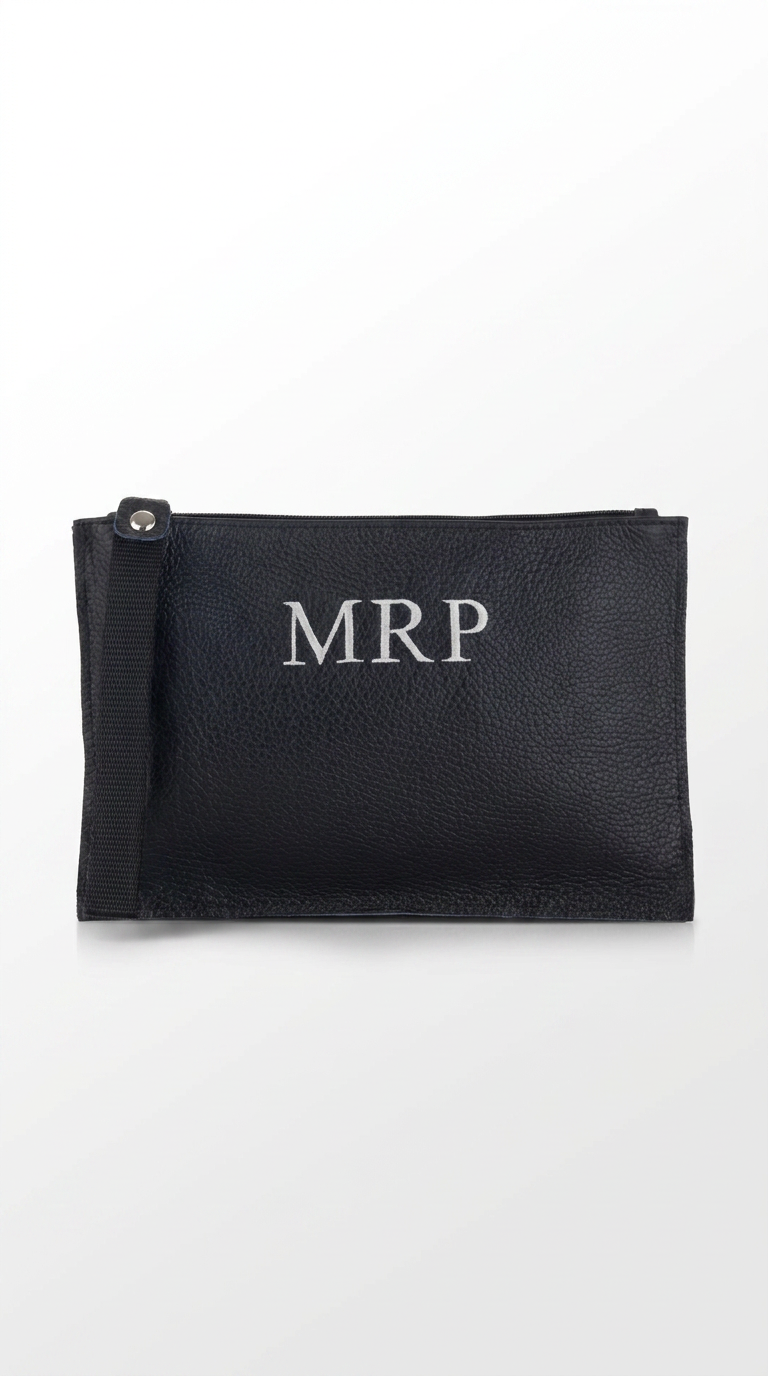 CARTERA DE MANO PERSONALIZADA | Piel Negro Mate
