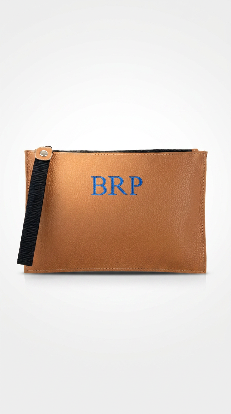 CARTERA DE MANO PERSONALIZADA | Piel Marrón